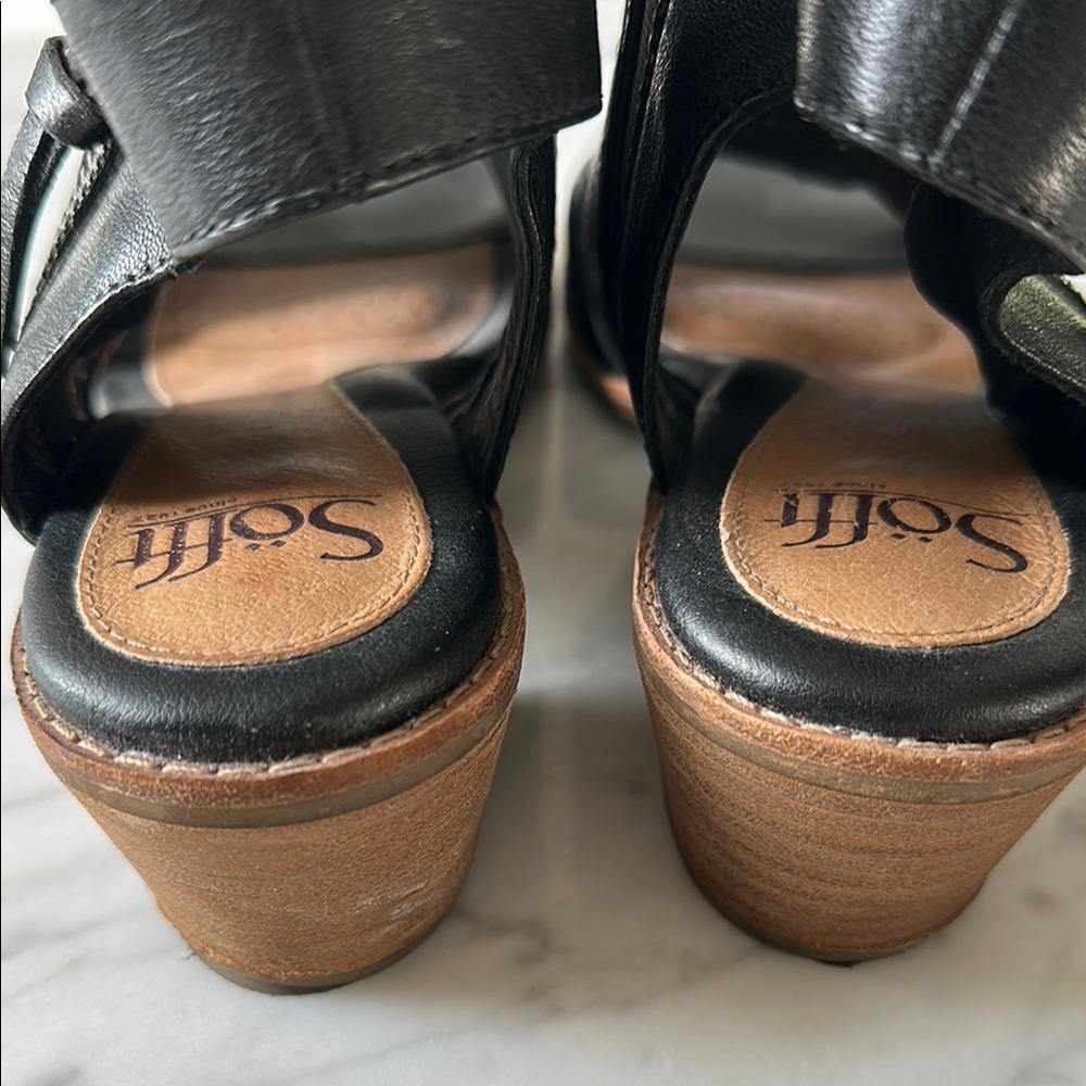 Sofft Black Perforated Leather Heel Sandals - Picture 5 of 7